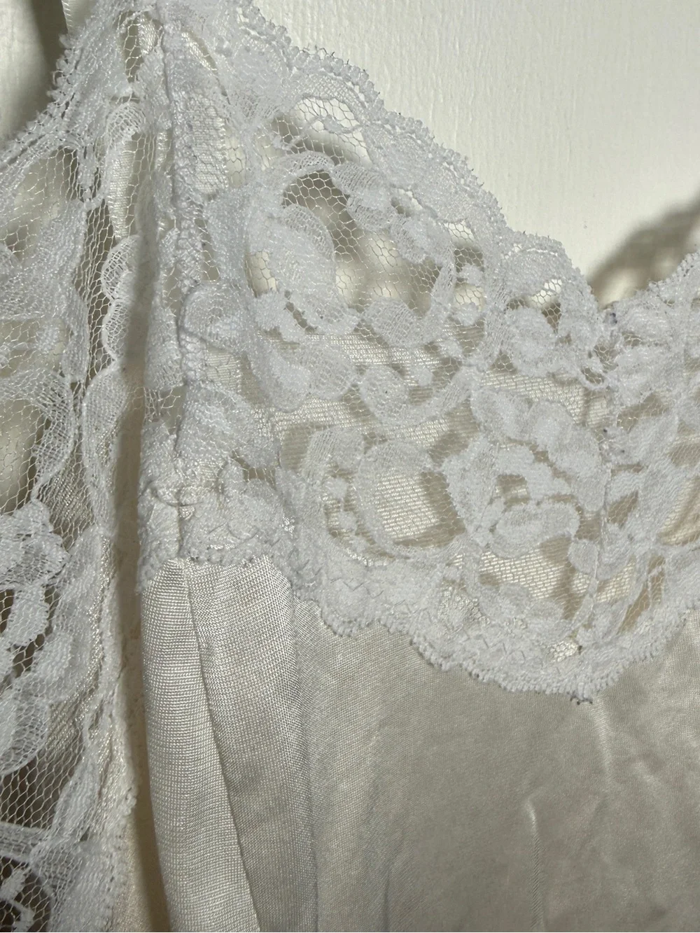 Vintage White Lace-Trim Long Slip Chemise 2XL